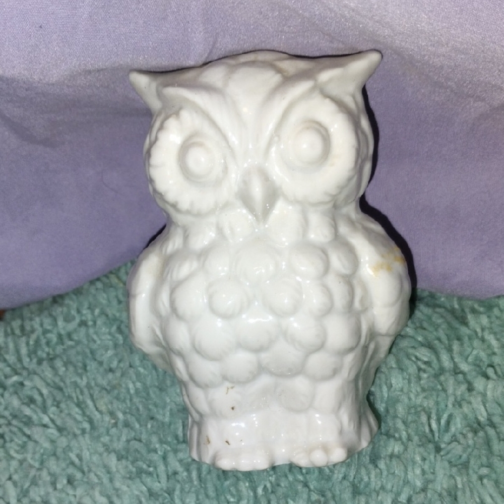 White Ceramic Owl Figurine